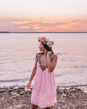 girl wearing flower crown