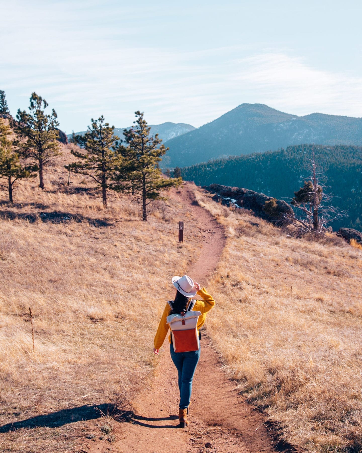 Girl walking trail in Walker Ranch, Boulder, CO