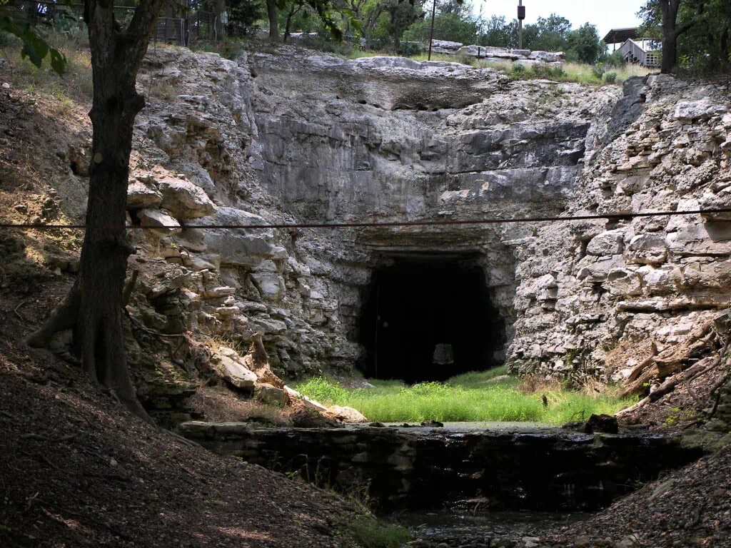 Abandoned railroad tunnel portal at Old Tunnel State Park
