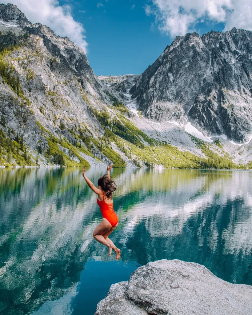 Jumping In Colchuck Lake