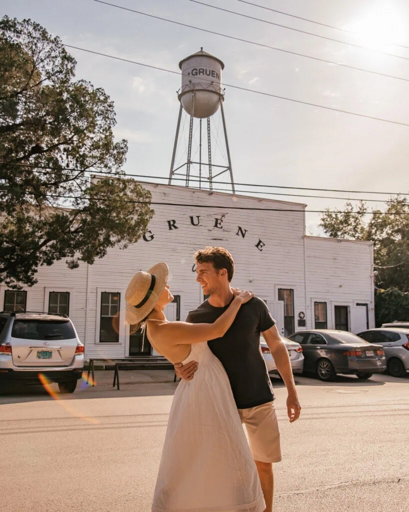 Couple in front of Gruene Hall