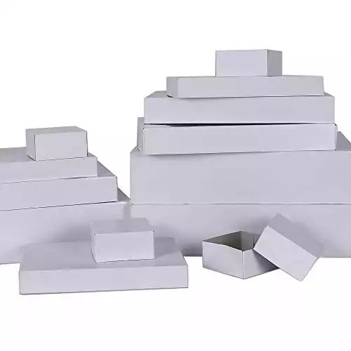 Premium 13 Piece White Gift Boxes with Lids of Assorted Sizes