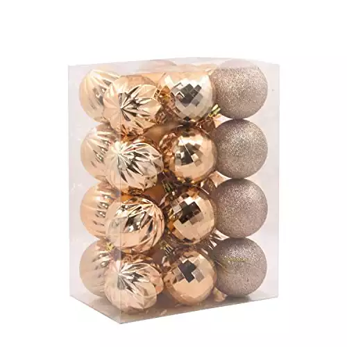 Hallmark Rose Gold Ball Christmas Ornaments, Set of 24