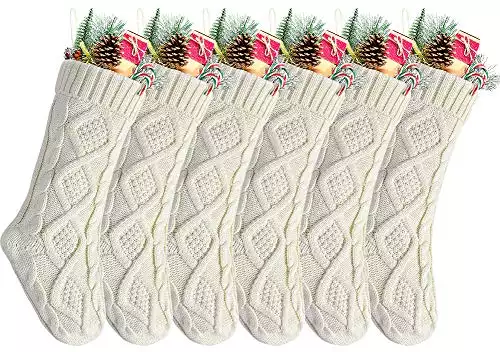 Unique Ivory White Knit Christmas Stockings