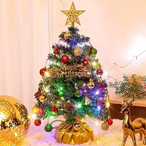 20" Tabletop Mini Christmas Tree Set with LED Lights
