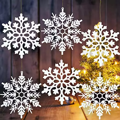 6pcs Large White 12" Snowflakes Ornaments