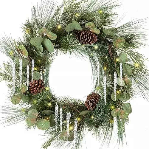 24-Inch Christmas Wreath with Lights