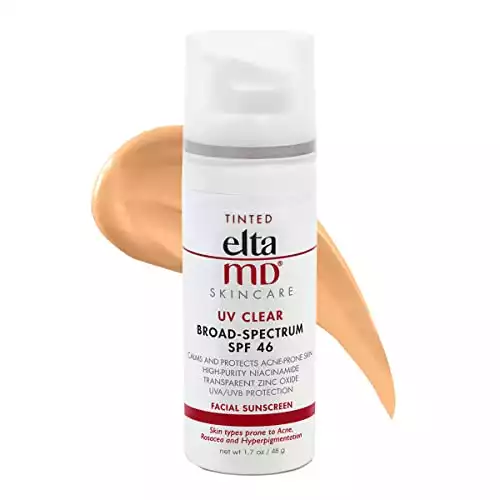 EltaMD UV Clear SPF 46 Crème solaire visage teintée avec oxyde de zinc, pompe 1,7 oz