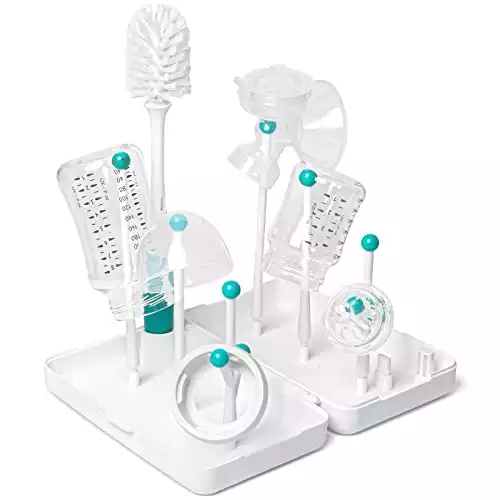 Travel Baby Bottle Drying Rack with Bottle Brush, Compact Size