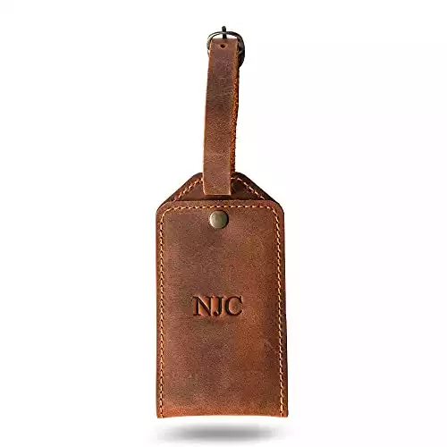 Personalized Soft Touch Rustic Leather Luggage ID Tag