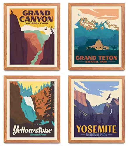 Set of 4 Unframed National Park Posters & Prints- 11"x14"