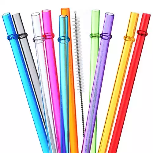 10.5 in Long Rainbow Colored Reusable Straws- Set of 10
