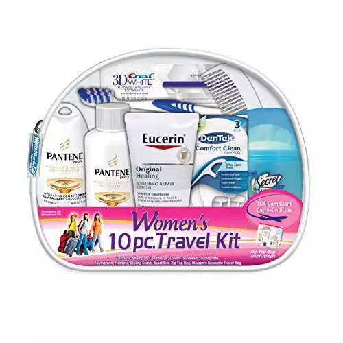 Women's Deluxe 10 Piece Kit with Travel Size TSA Compliant Essentials