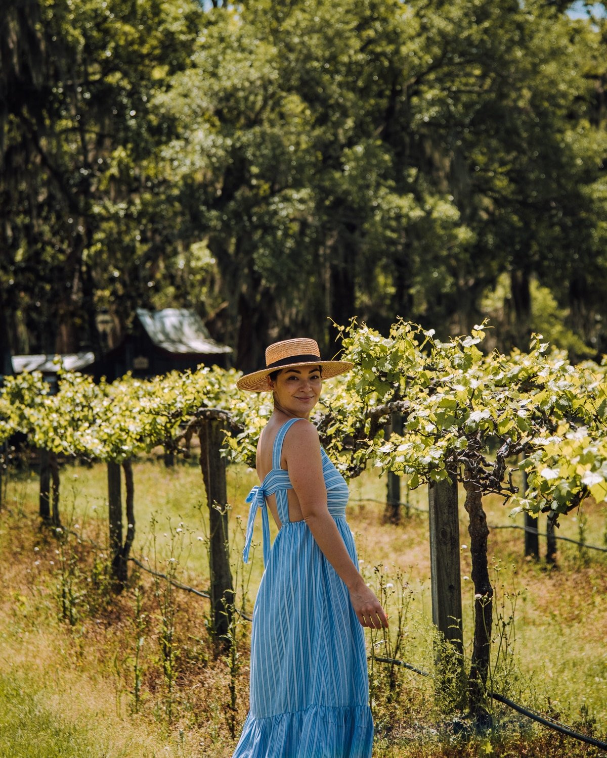 Girl at deep water vineyard outside of Charleston