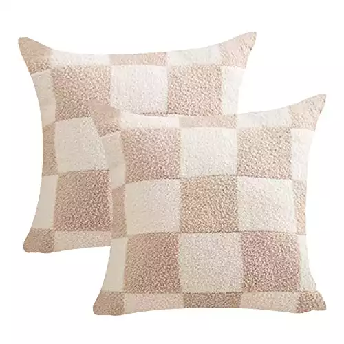 NIDITW Ultra Soft Khaki Checkerboard Throw Pillow Cover