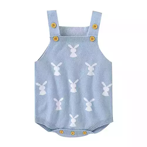 Fdrone Knitted Bunny Romper for Babies