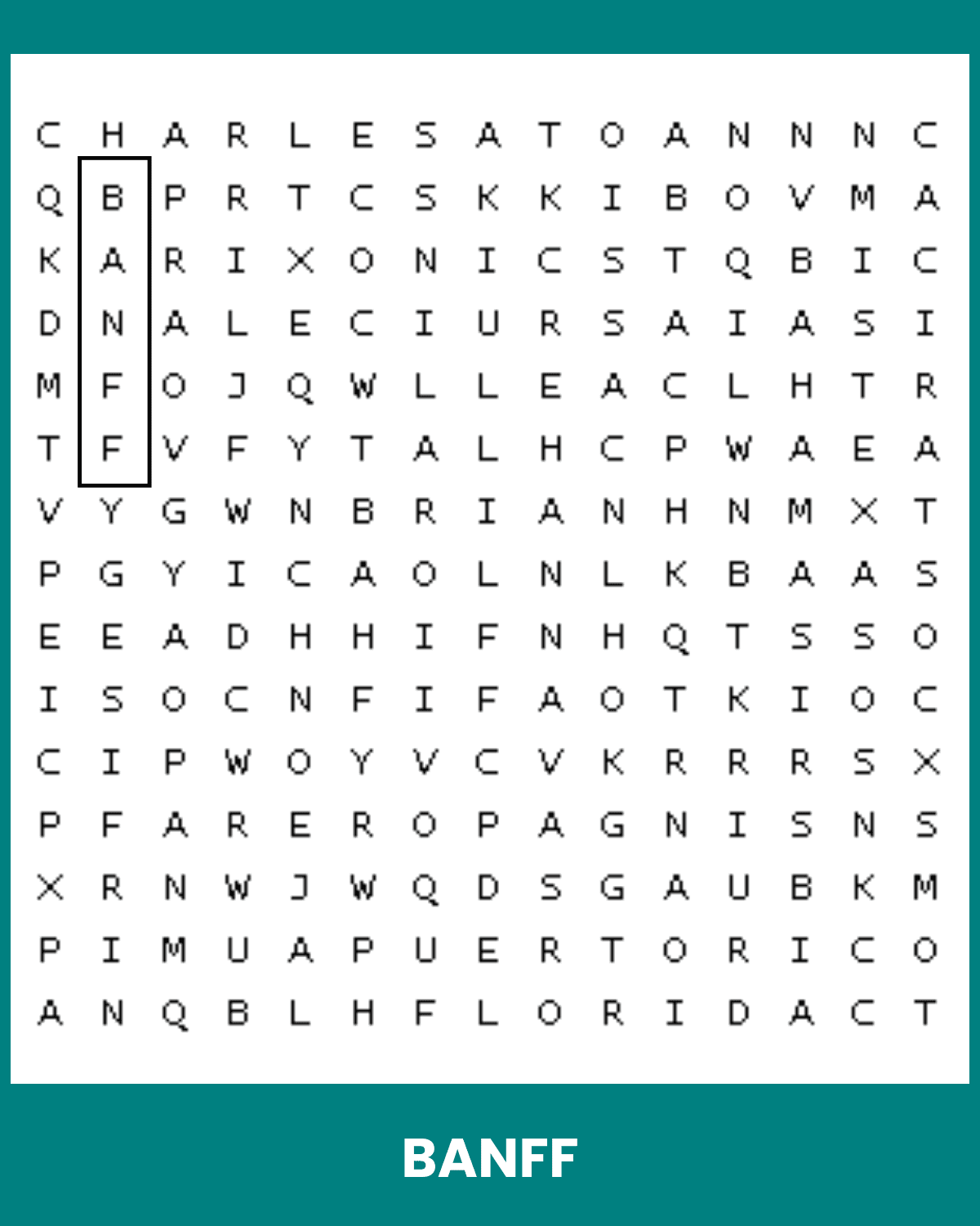 Banff Word Search