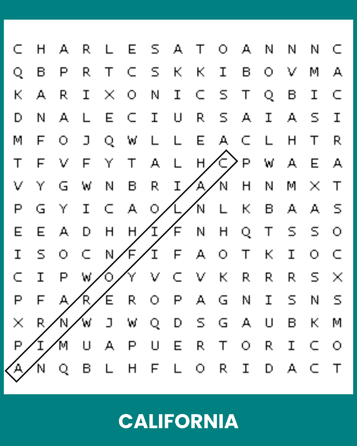 California Word Search