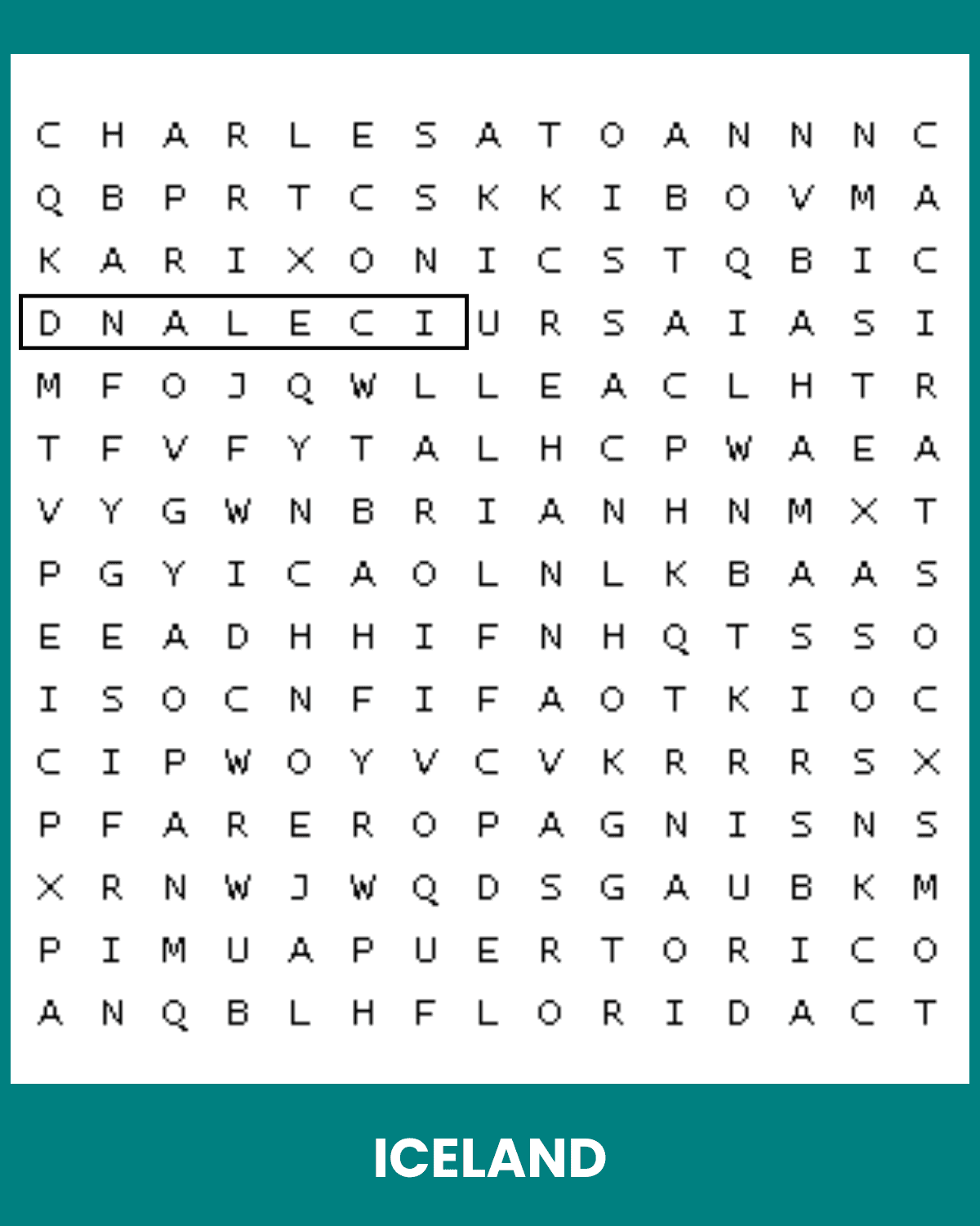 Iceland Word Search