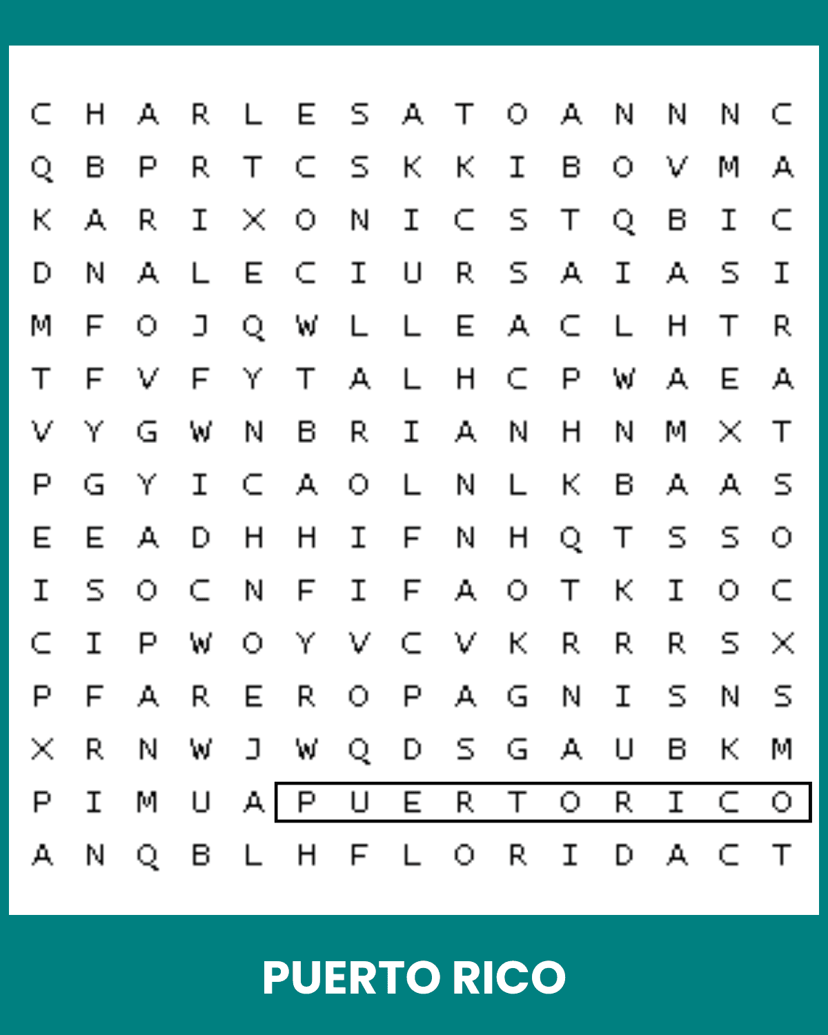 Puerto Rico Word Search