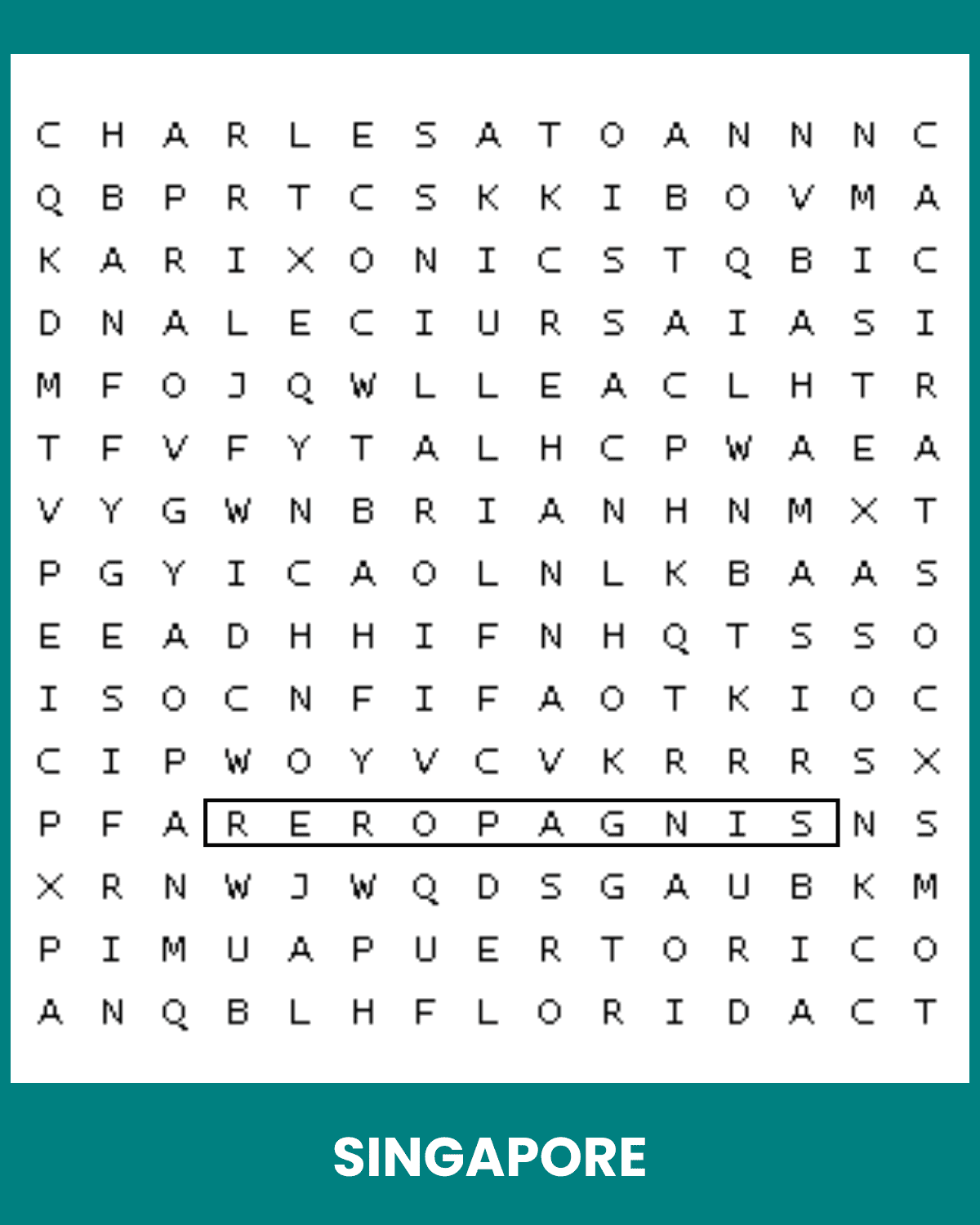 Singapore Word Search