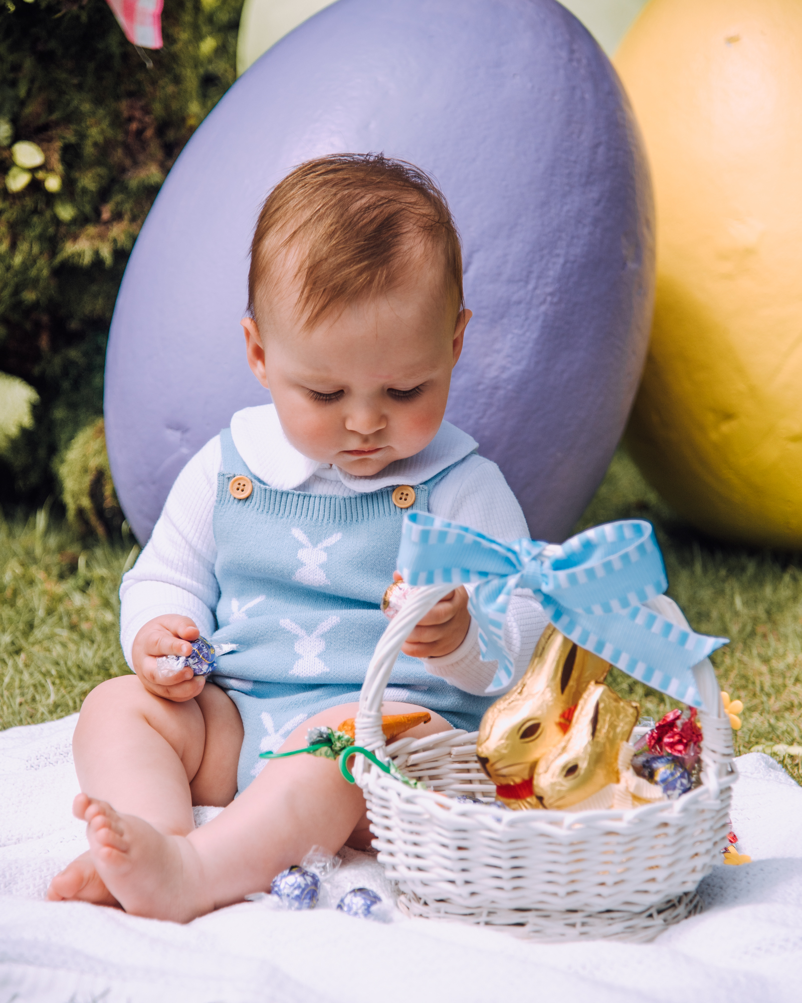 Spring Baby Photoshoot Ideas - Baby with an Easter Basket