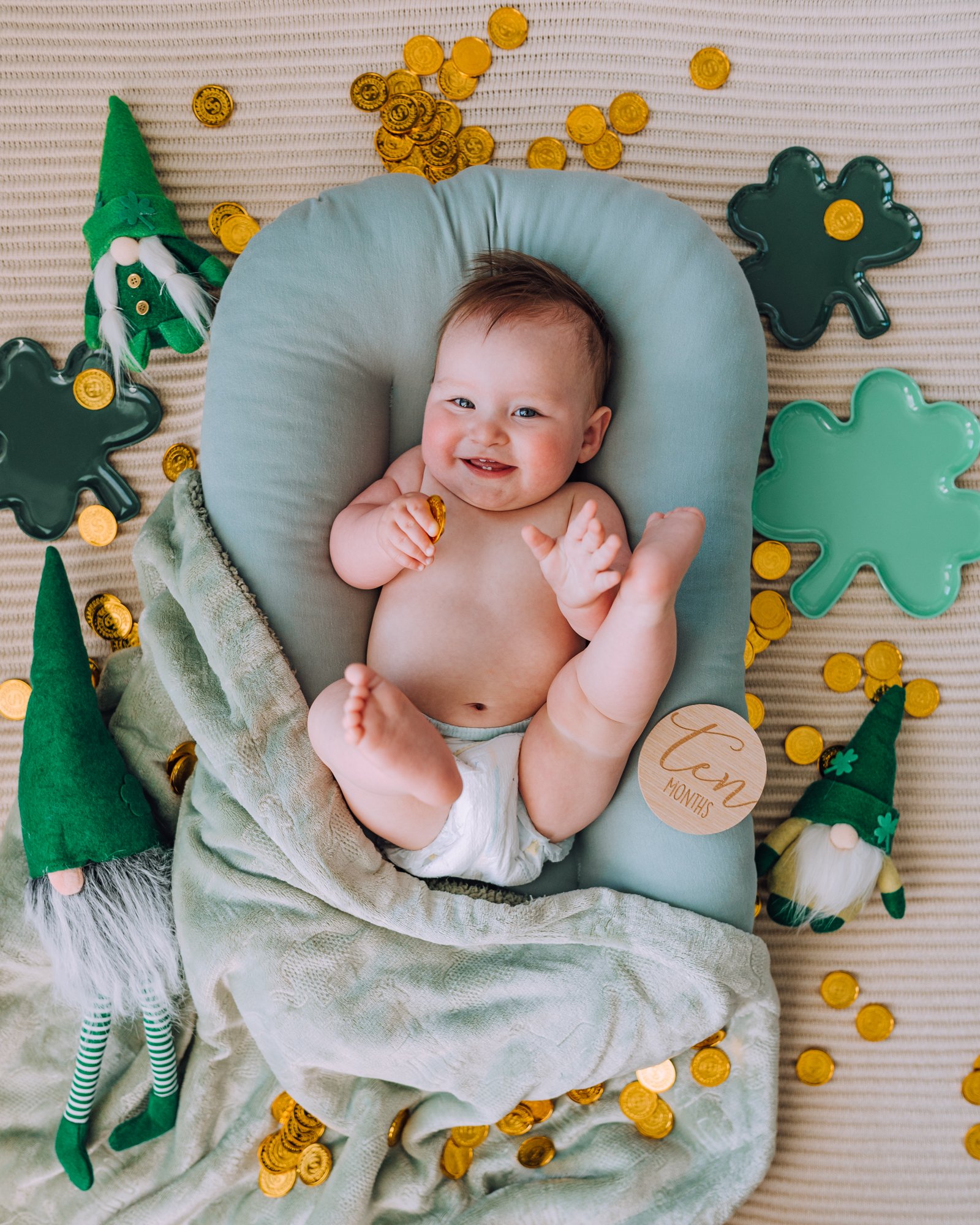 Spring Baby Photoshoot Ideas - St. Patrick's Day Flat Lay