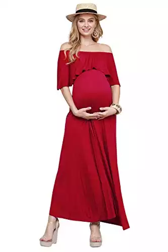 Off-Shoulder Maxi Maternity Dress