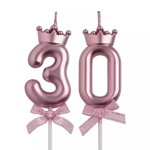 AOOLADA Pink (Rose Gold) Birthday Number Candles