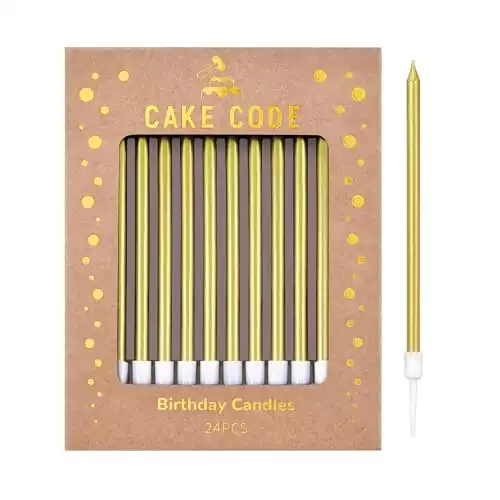 CAKE CODE 24-Count Gold Birthday Candles