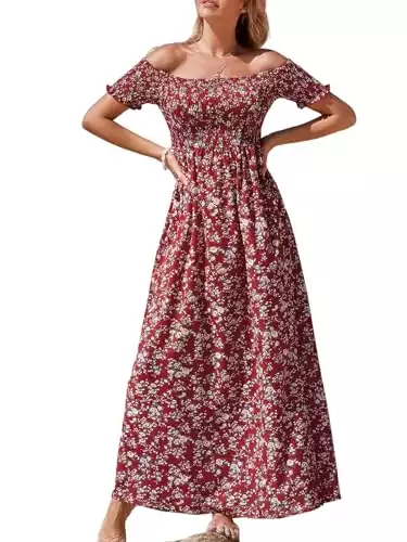 CUPSHE Women's Floral Off Shoulder Dress