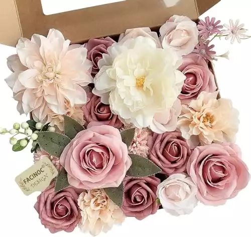Artificial Flowers Pink Bouquets Box Set