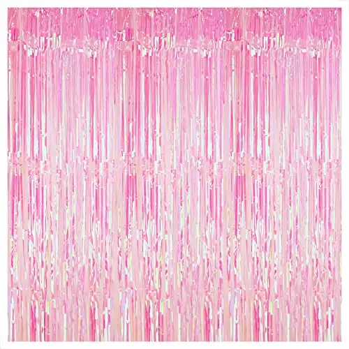 KatchOn Pink Iridescent Fringe Curtain Streamers