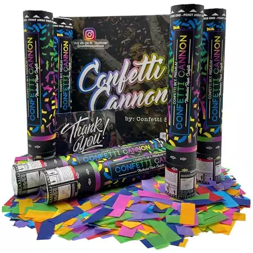 6 Pack of 12 Inch Confetti Cannons | Multicolor Confetti
