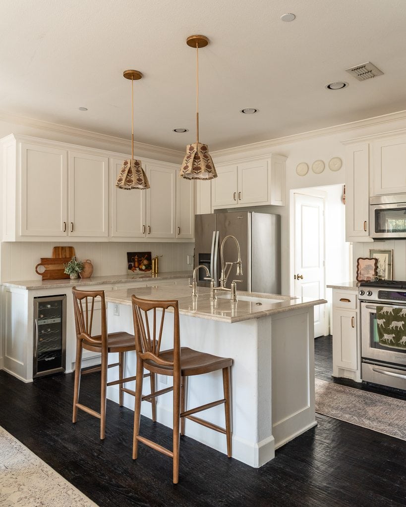 Taj Mahal Quartzite Kitchen With White Cabinets