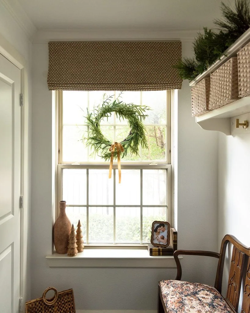 Christmas Wreath In Mudroom Window