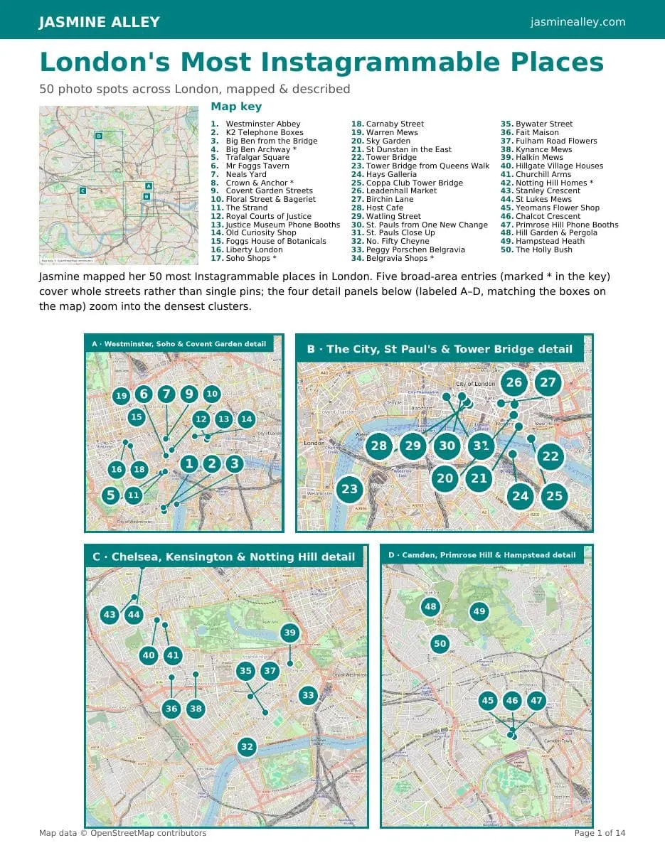 Preview of Get the printable London Instagrammable Map & Guide 📸
