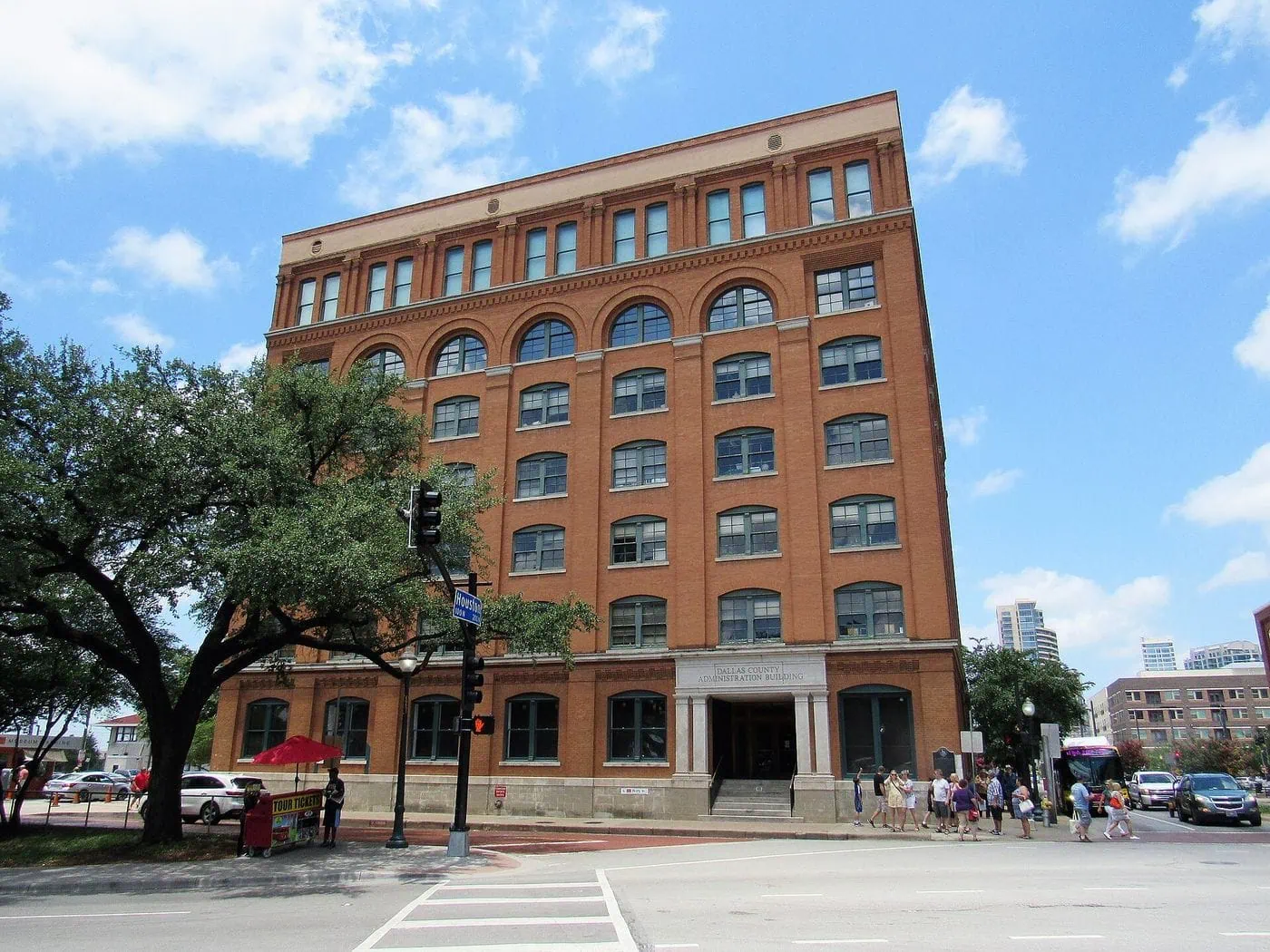 The Texas School Book Depository building in Dealey Plaza, Dallas