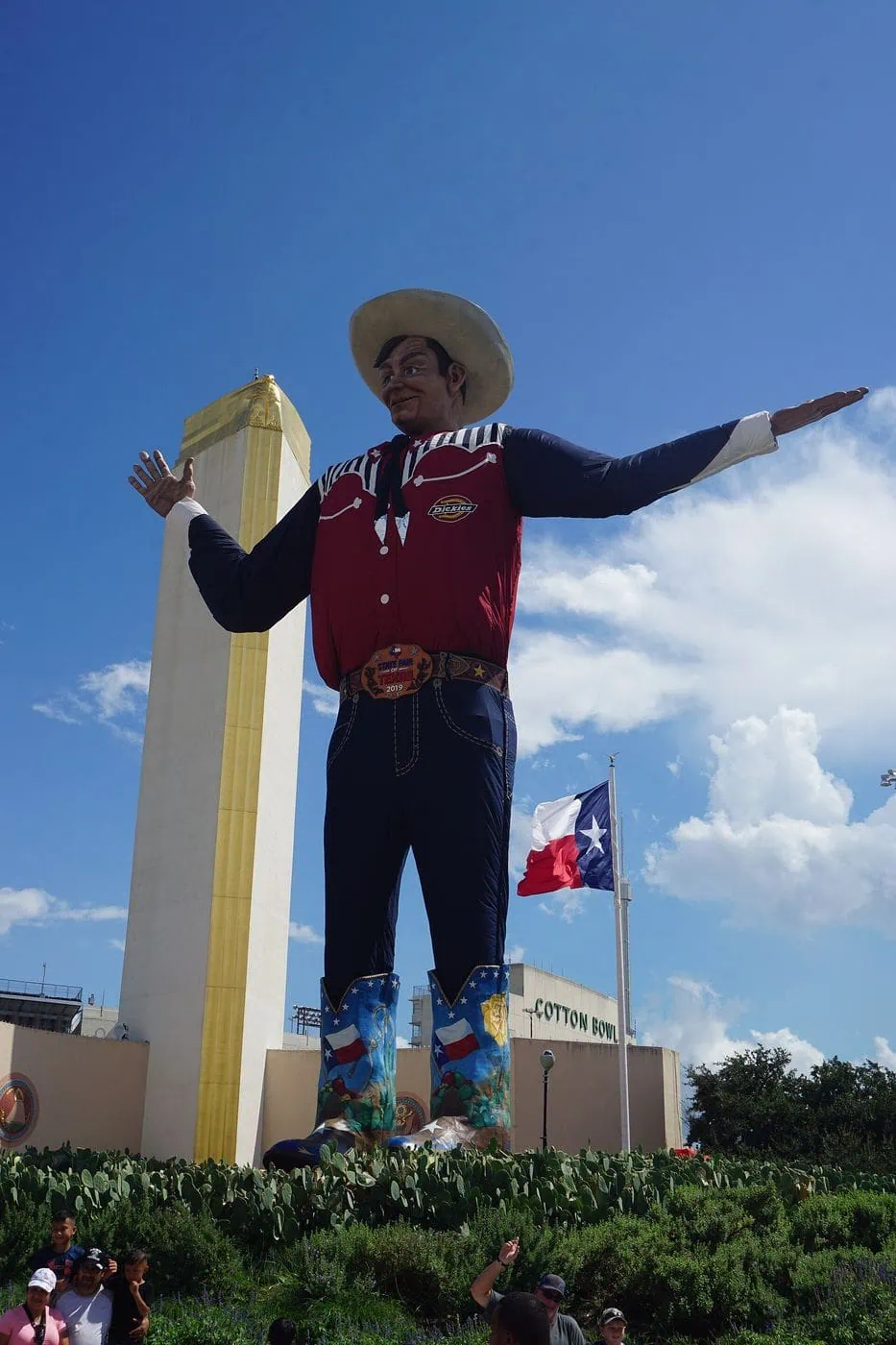 Big Tex towering over the State Fair of Texas at Fair Park